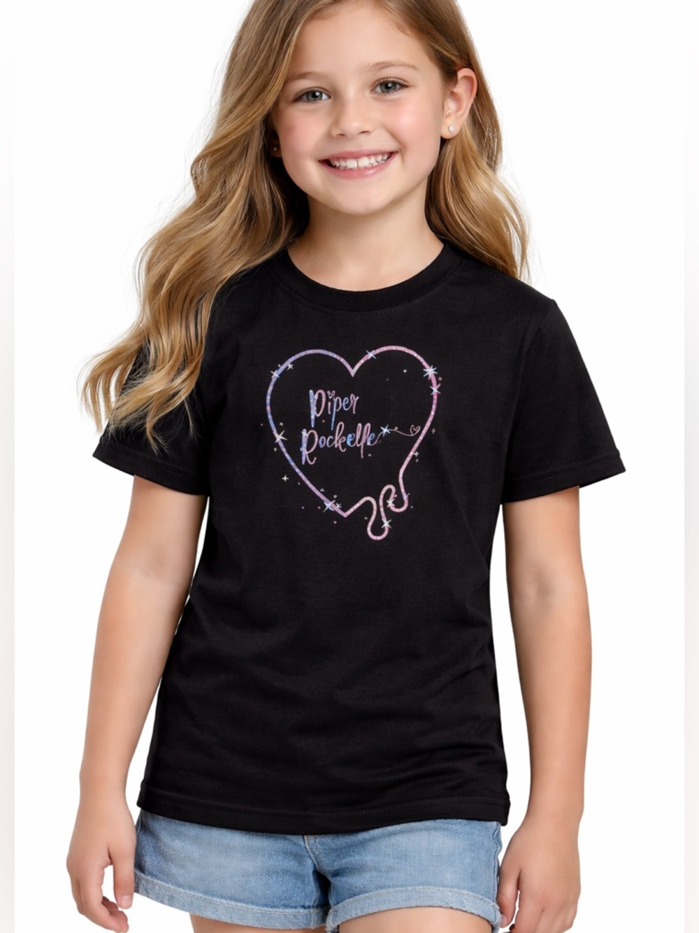 Piper Rockelle drippy heart shirt kids black size medium graphic tee